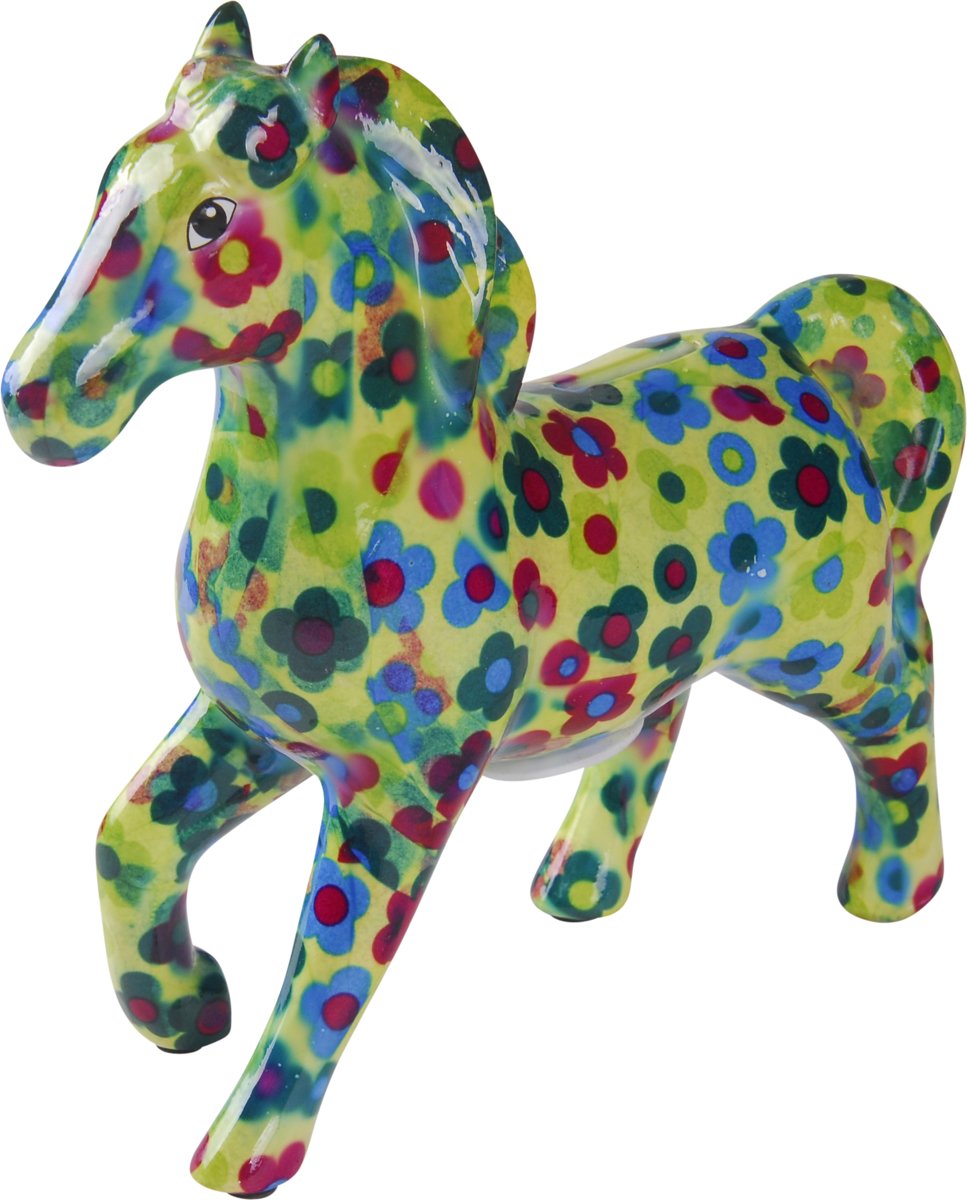 Horse Lucky spaarpot | paard - groen met bloemen | Pomme pidou